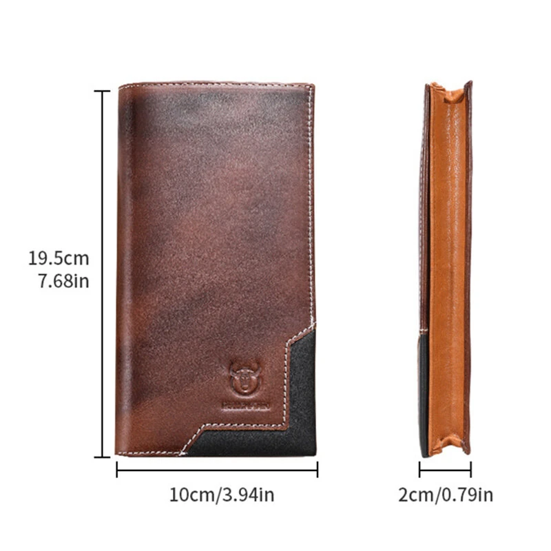 (image for) BULLCAPTAIN Genuine Leather Men&rsquo;s Long Wallet Large-capacity Coin Purse RFID Blocking Credit Card Holder Multifunctional Handbag Clutch Wallet