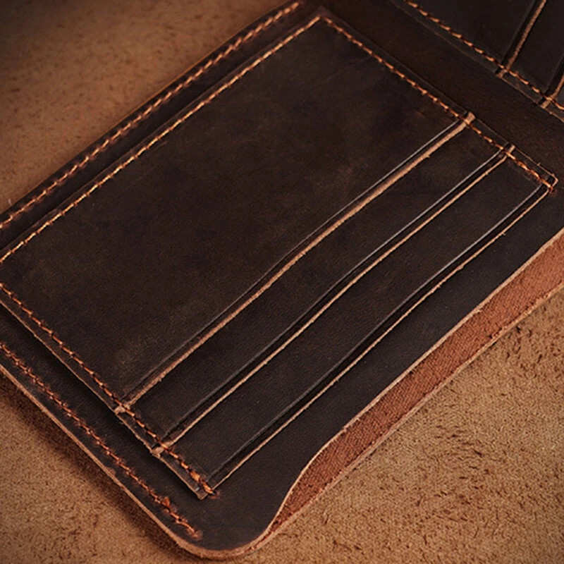 (image for) Ekphero Men's Genuine Leather Wallet Large Capacity Slim 6 Card Slots Money Clip, Lightweight Cowhide Portable ID & Credit Card Holder